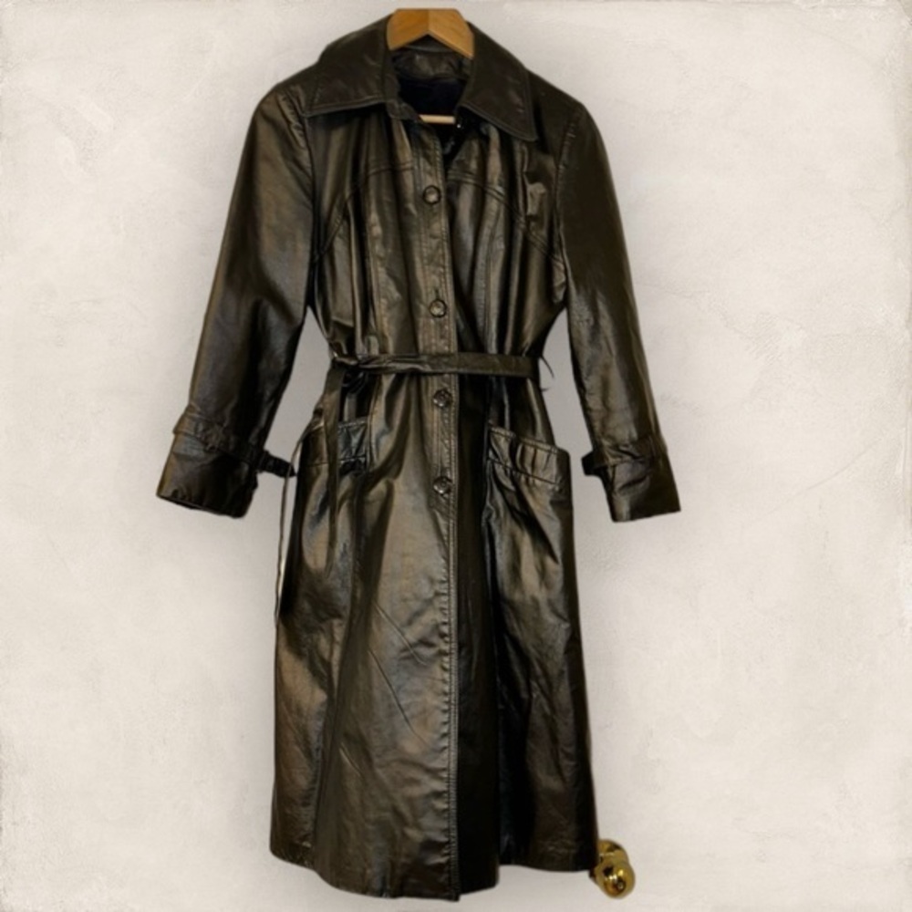 Real Leather trench coat midi